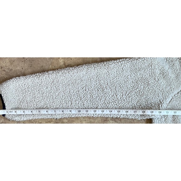 Chubbies Mens Sherpa Fleece Hoodie Cream Navy Blue Pullover Large Zipper Pockets - Picture 7 of 9